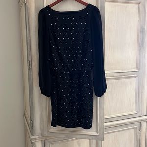 White House Black Market Black Cocktail Dress With Baby Gold Studs